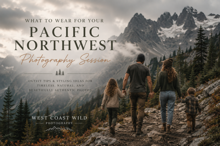 Alt Text: Family hiking through rugged Pacific Northwest mountains during a cinematic photography session