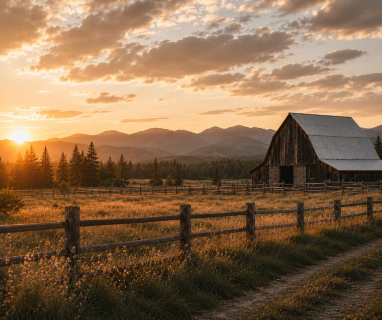 Cinematic country landscape at sunset in Washington State representing Pacific Northwest lifestyle photography by West Coast Wild Photography.